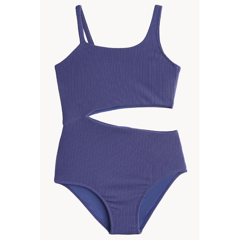Girls Textured Cut Out One Piece