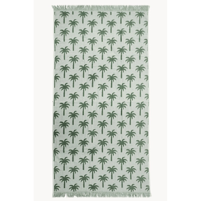 Palm Velour Fringe Towel