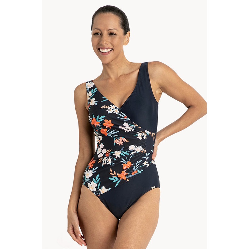 Floral Gathered Cross Over One Piece
