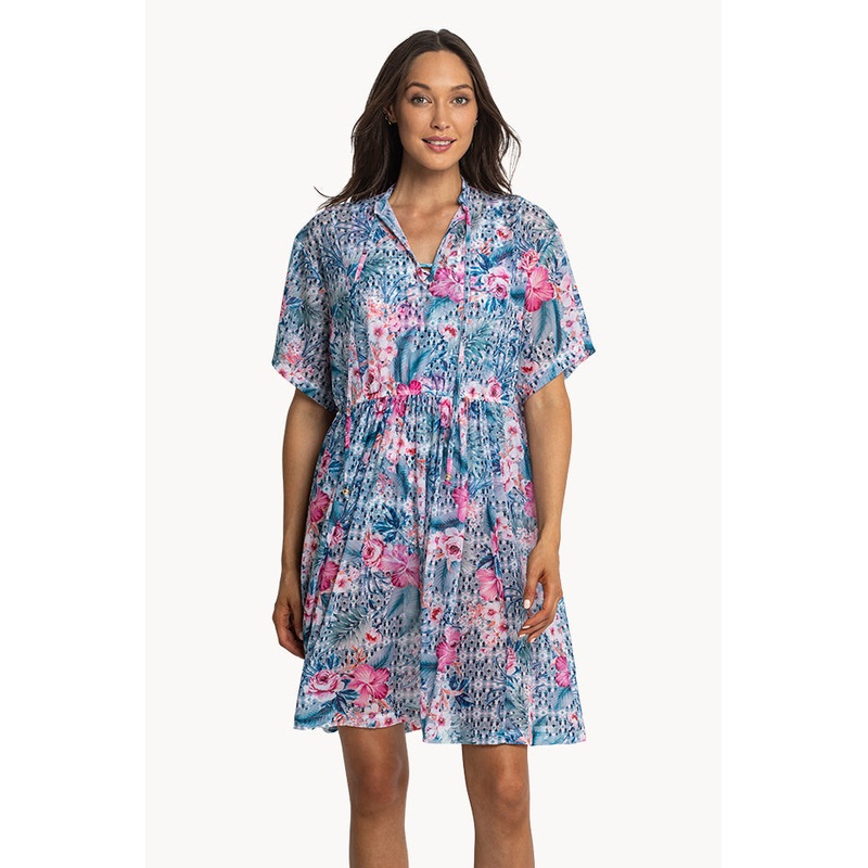 Moroccan Flowers Mesh Shirt Dress