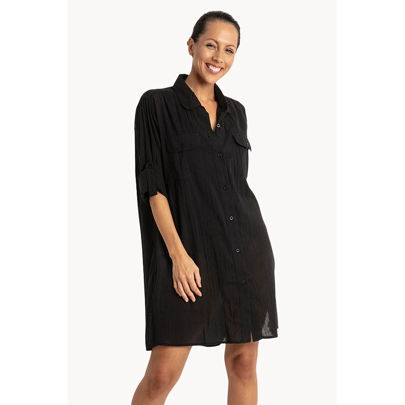 Plain Crinkle Button Up Shirt