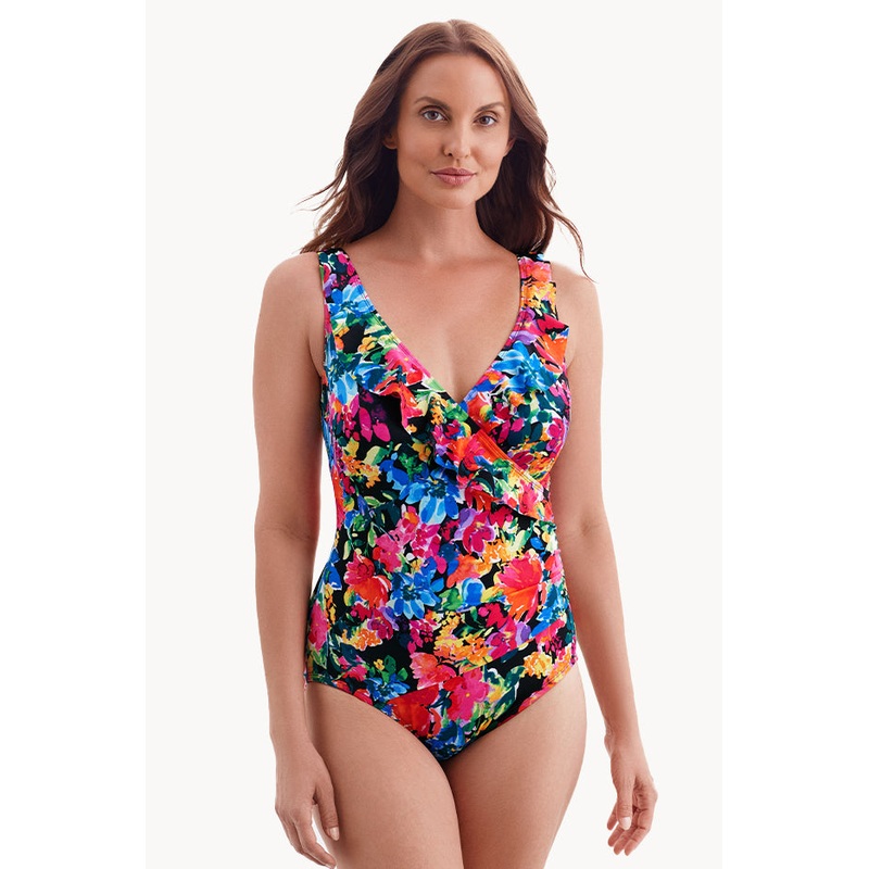 Blooming Bouquet Ruffle Cross Over One Piece