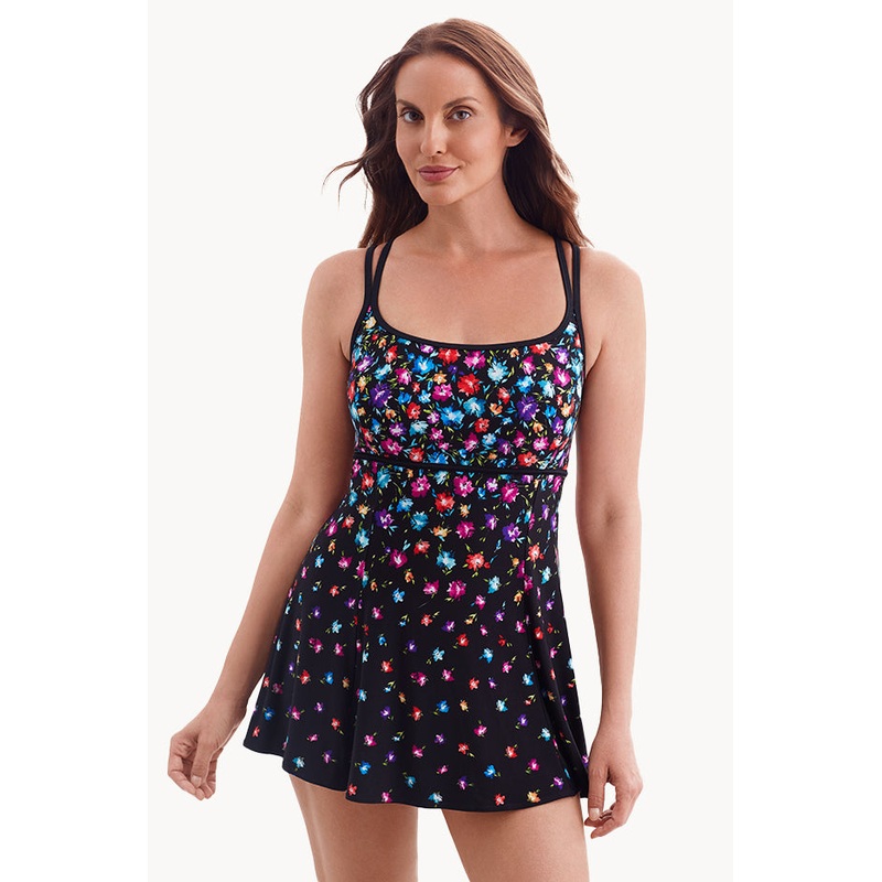 Flower Trail Empire Swim Dress