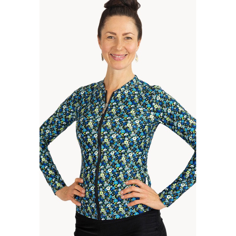 Retro Blooms Long Sleeve Suntop