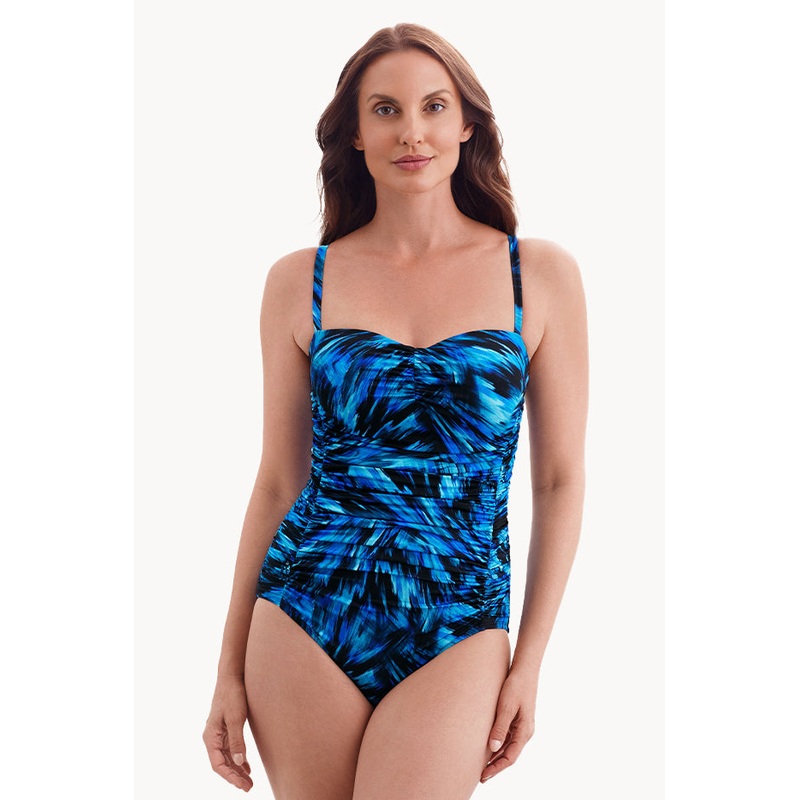 Summer Waves Shirred Sweetheart Tank One Piece
