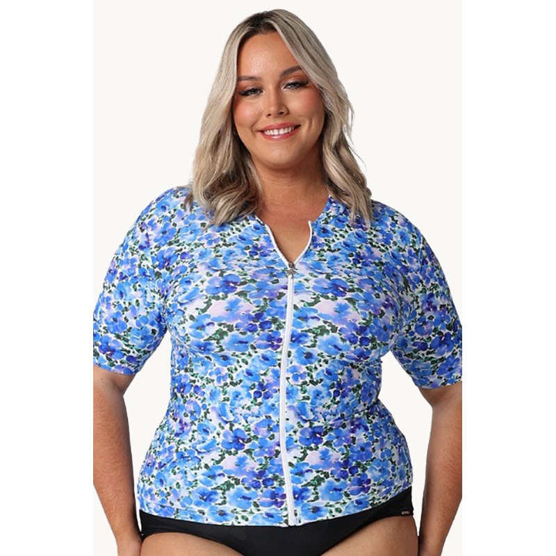 Pansy Short Sleeve Zip Suntop