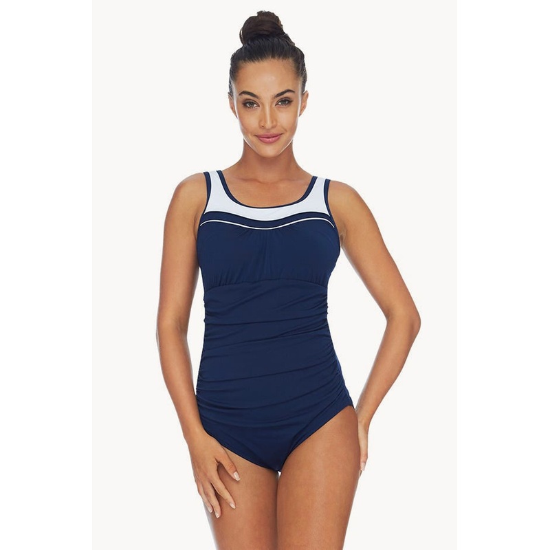 Ruched Scoop Neck One Piece