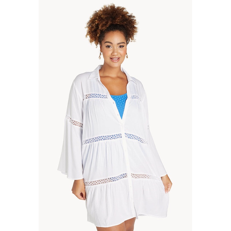 Collared Tiered Shirt With Lace