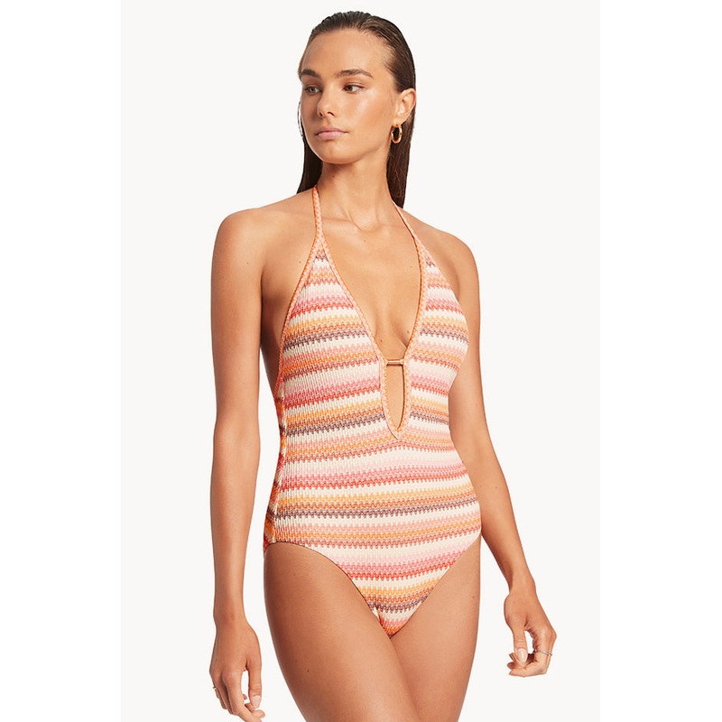 Capri Stripe Plunge One Piece