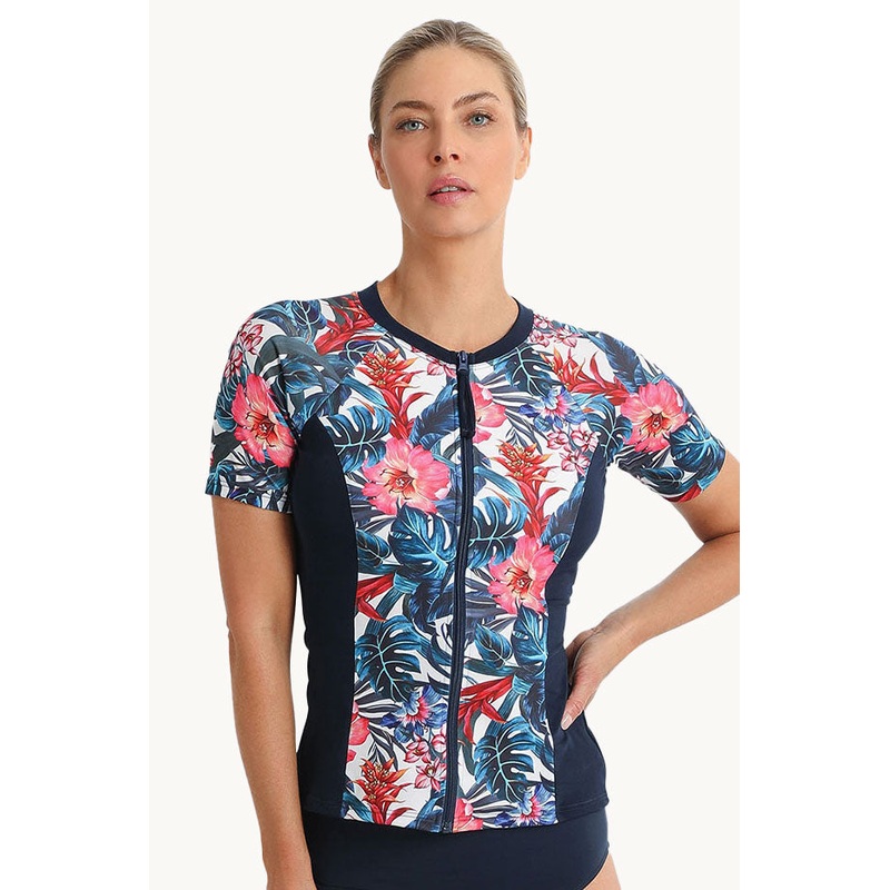 Oasis Short Sleeve Zip Suntop