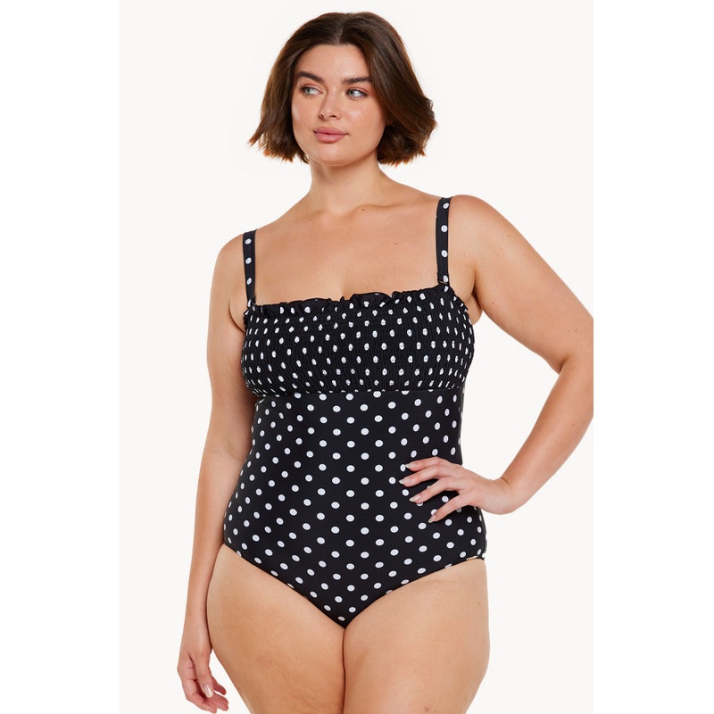 Dots Shirred Bandeau One Piece