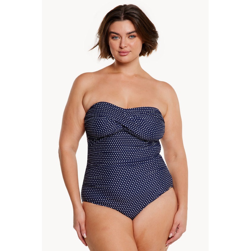 Dots Twist Front Bandeau One Piece
