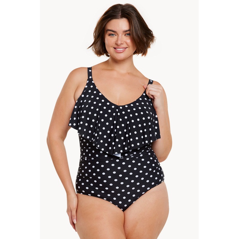 Dots V Neck Frill One Piece