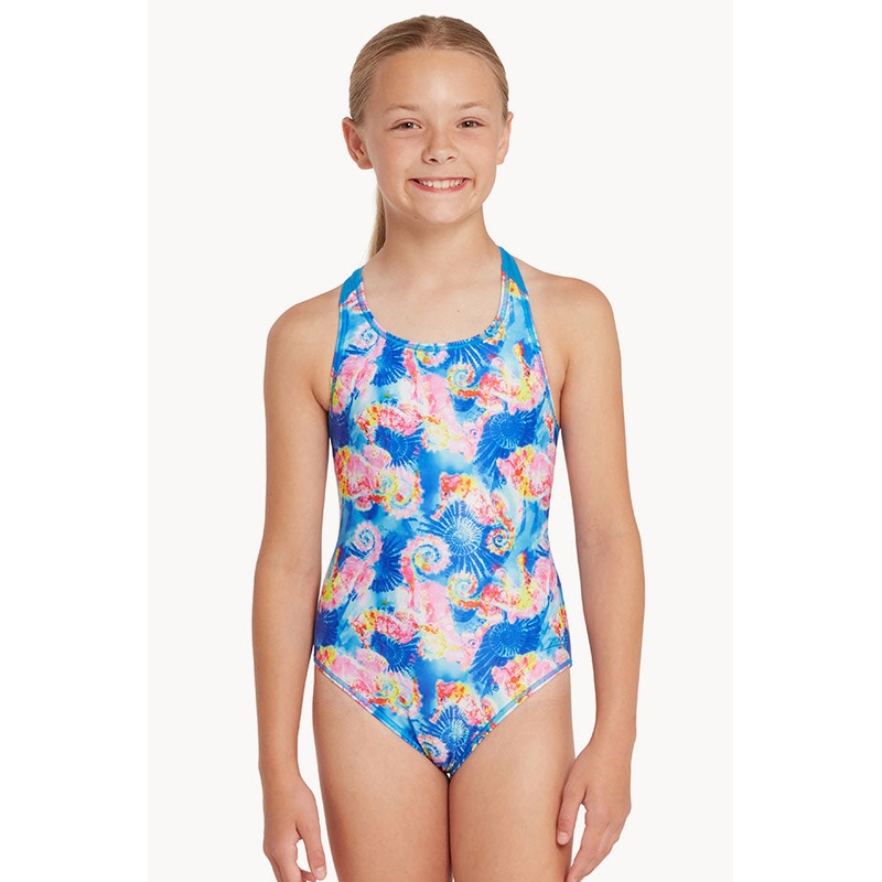 Girls Aqua Pony Flyback One Piece
