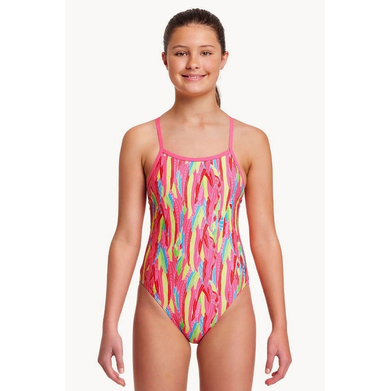 Girls Feather Flock Eco Single Strap One Piece
