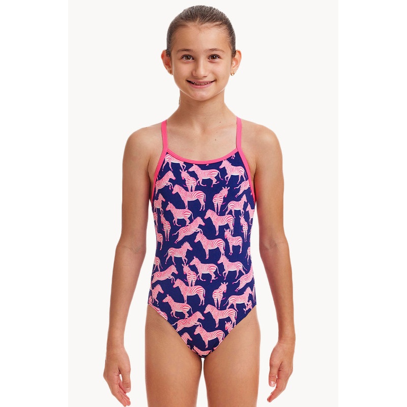 Girls Sweet Stripes Diamond Back One Piece