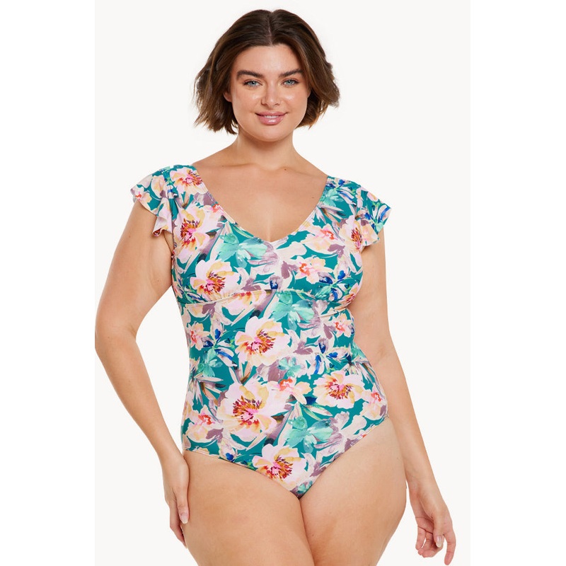 Maui Frill Sleeve V Neck One Piece