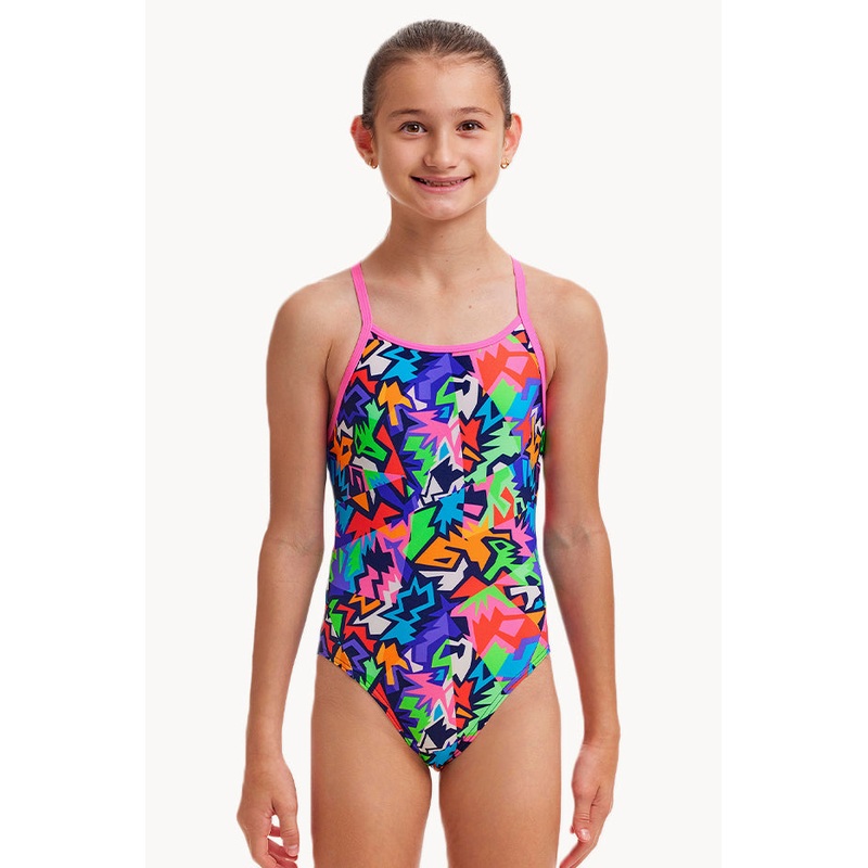 Girls Sharp Edges Diamond Back One Piece