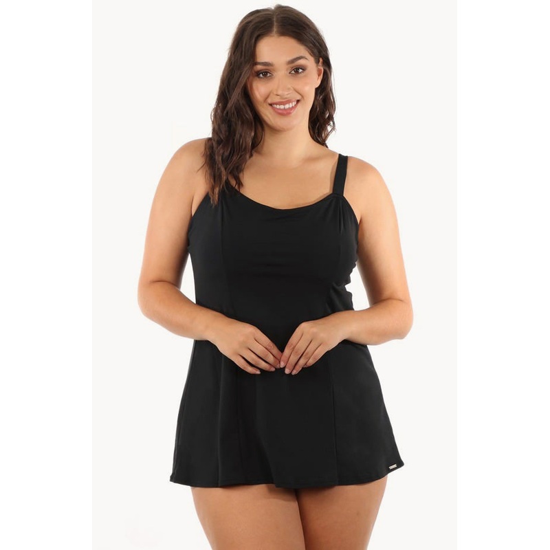 Plain Panelled Swim Dress