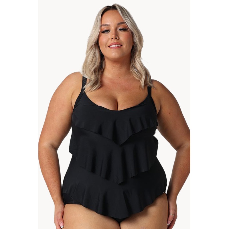 Plain Tiered Frill One Piece