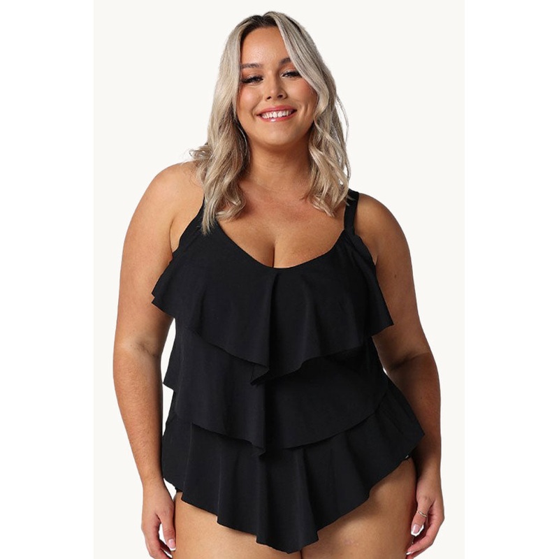 Plain Tiered Frill Tankini Separate