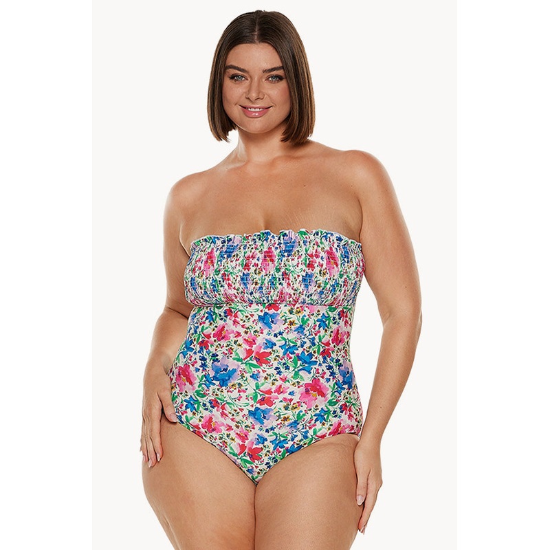 Summer Fields Shirred Bandeau One Piece