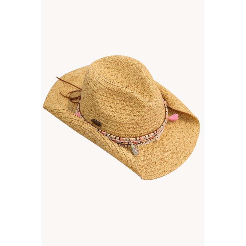 Girls Shell And Tassel Trim Cowgirl Hat
