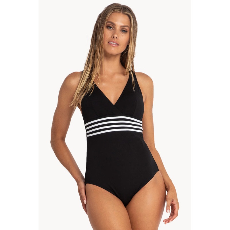 Pool Contrast Tape Cross Strap One Piece