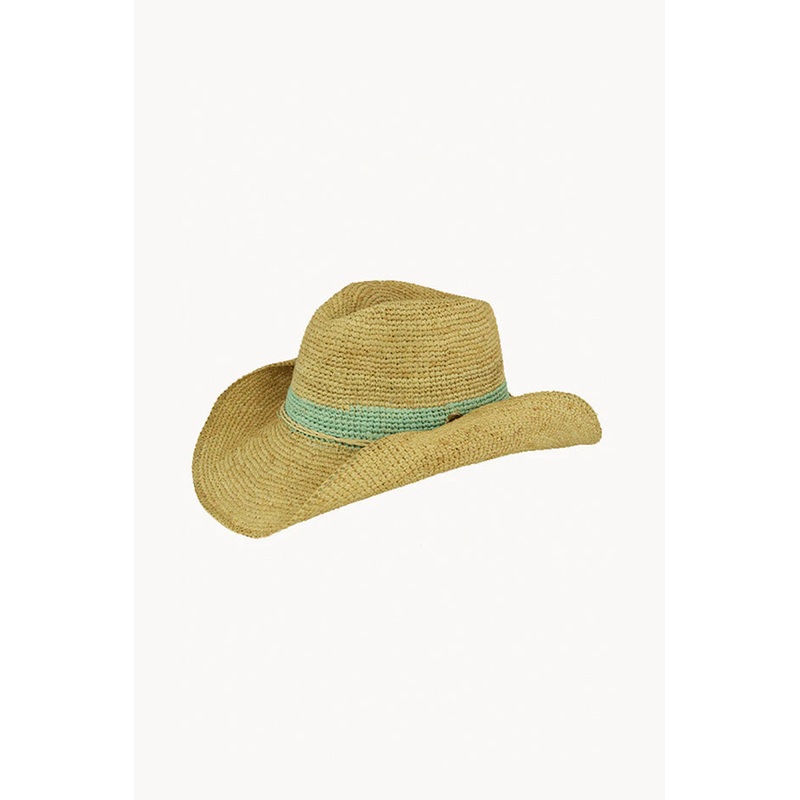 Raffia Mint Band Cowboy Hat