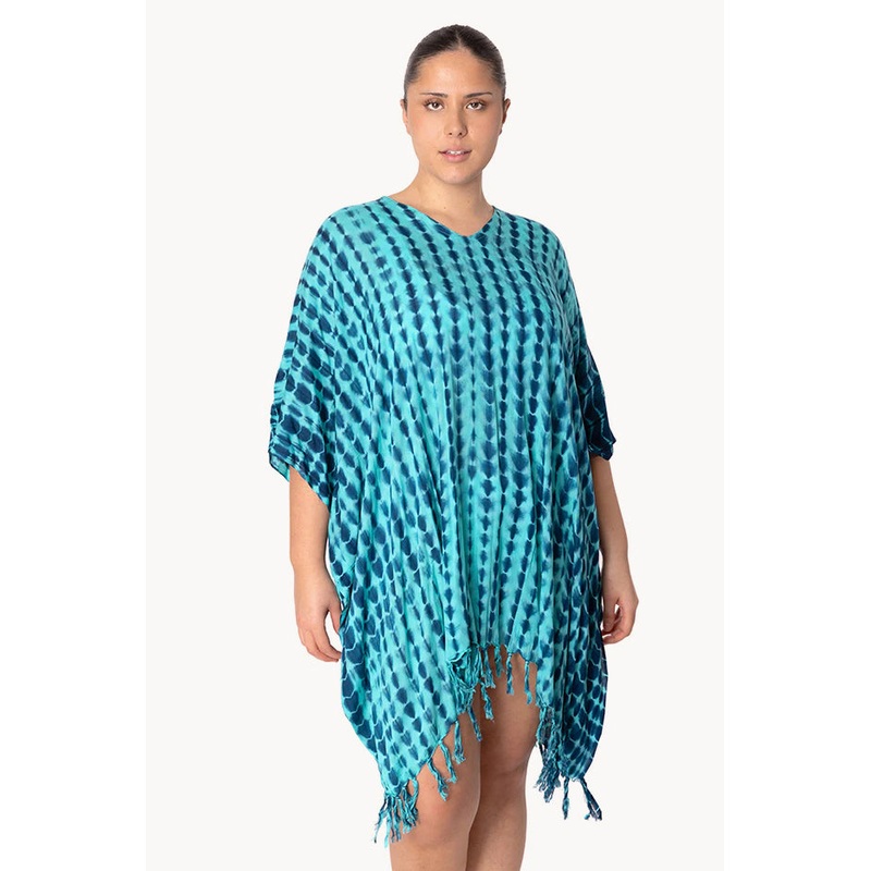 Crackle Tie Dye V Neck Cover Up