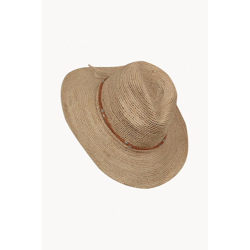 Leather Tie Trim Raffia Fedora