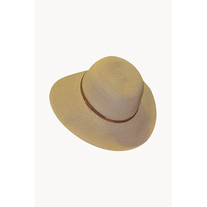 Leather Trim Floppy Hat