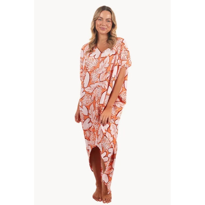 Leaves Frilled Toga Dress