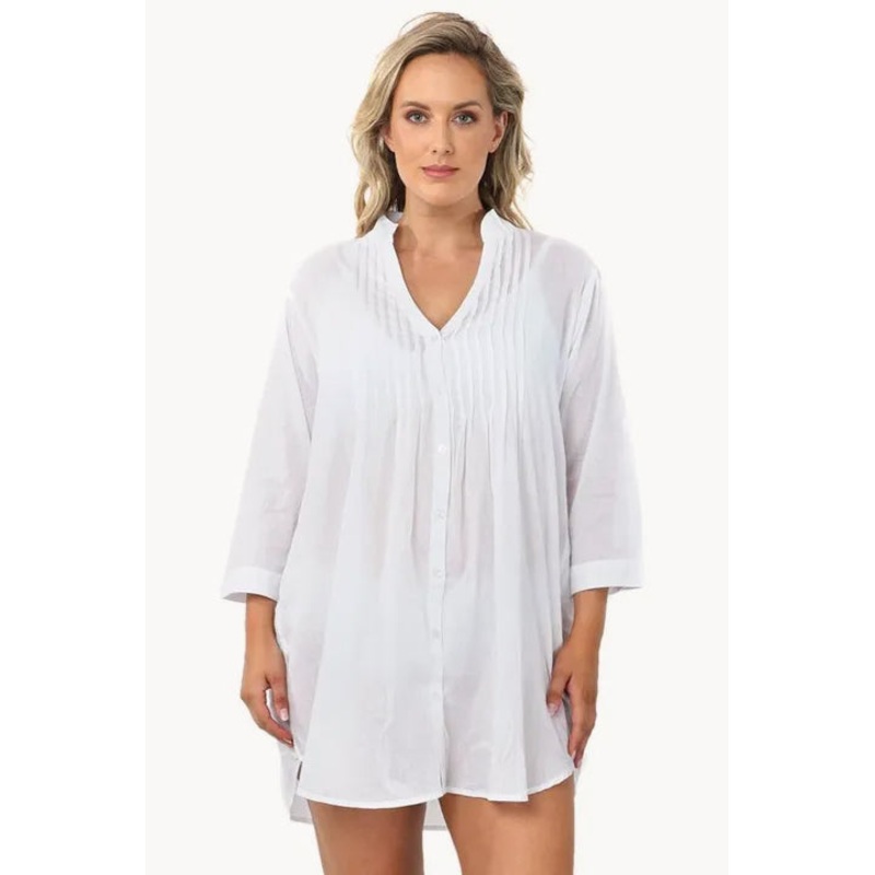 Plain Long Sleeve Pintuck Shirt