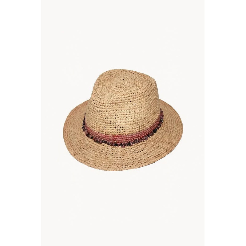 Rose Bead Wide Brim Trilby Hat