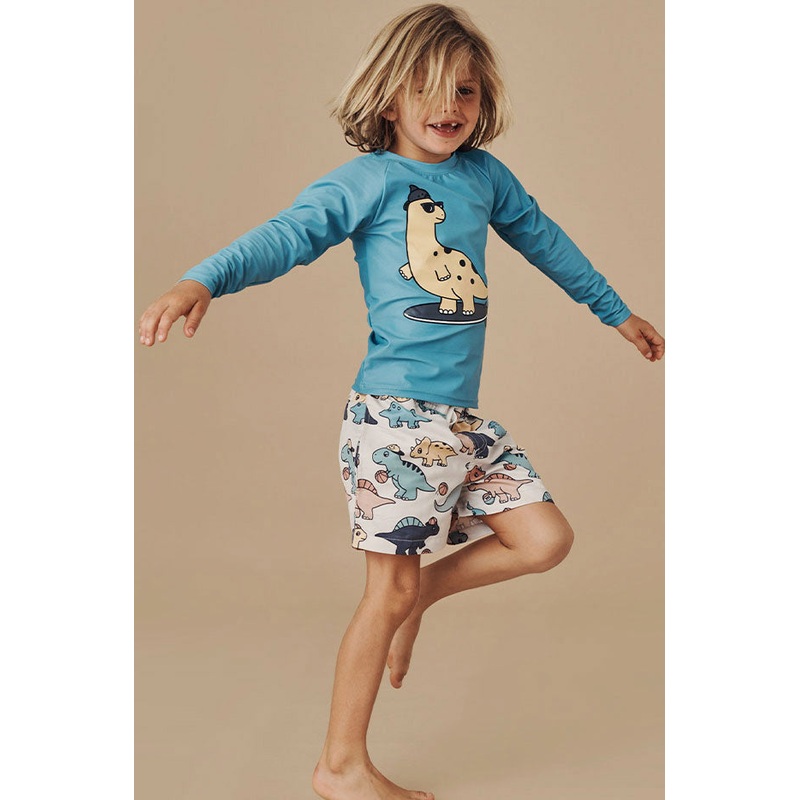 Toddler Boys Surfin' Dino Long Sleeeve Suntop