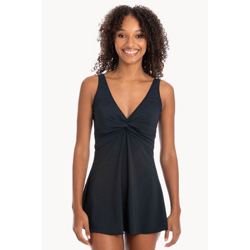 Plain Twist Swim Dress One Piece