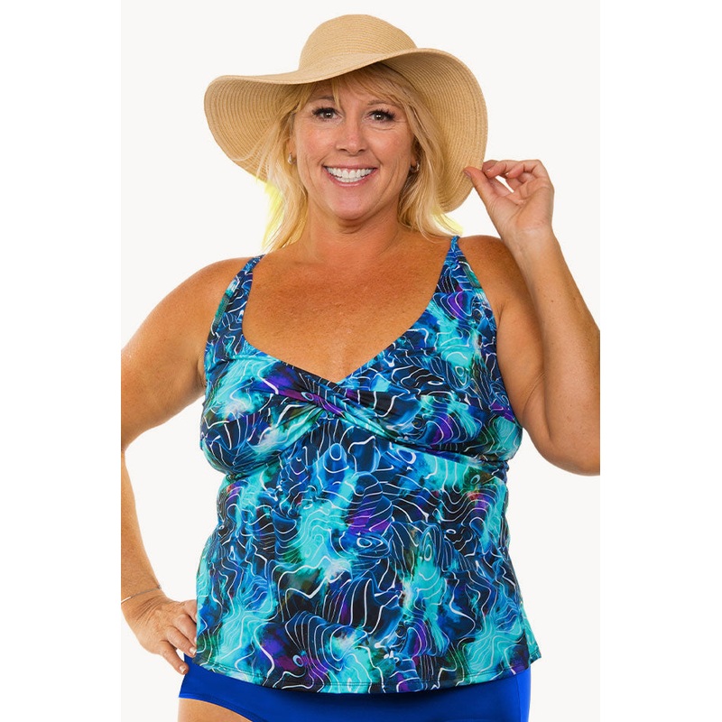 Electric Ocean D/DD Twist Tankini Separate