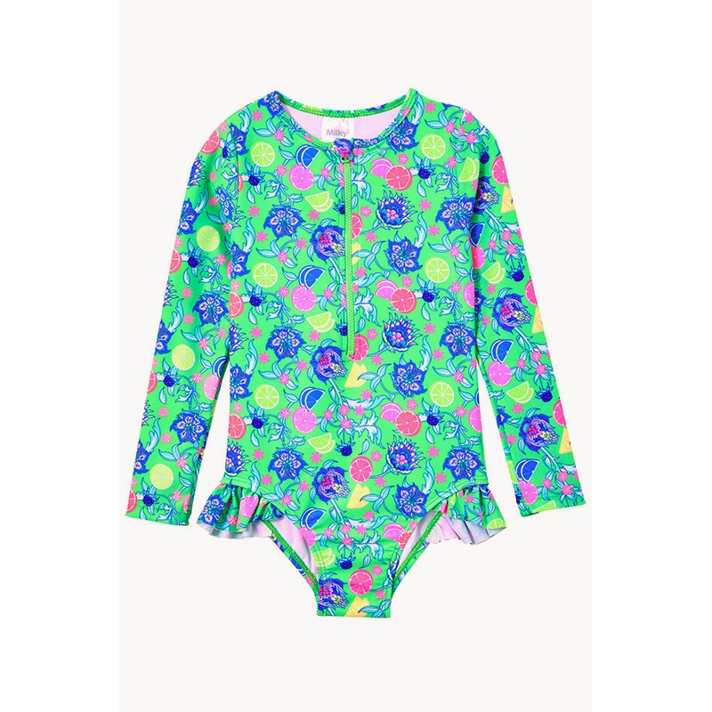 Girls Peacock Long Sleeve Sunsuit