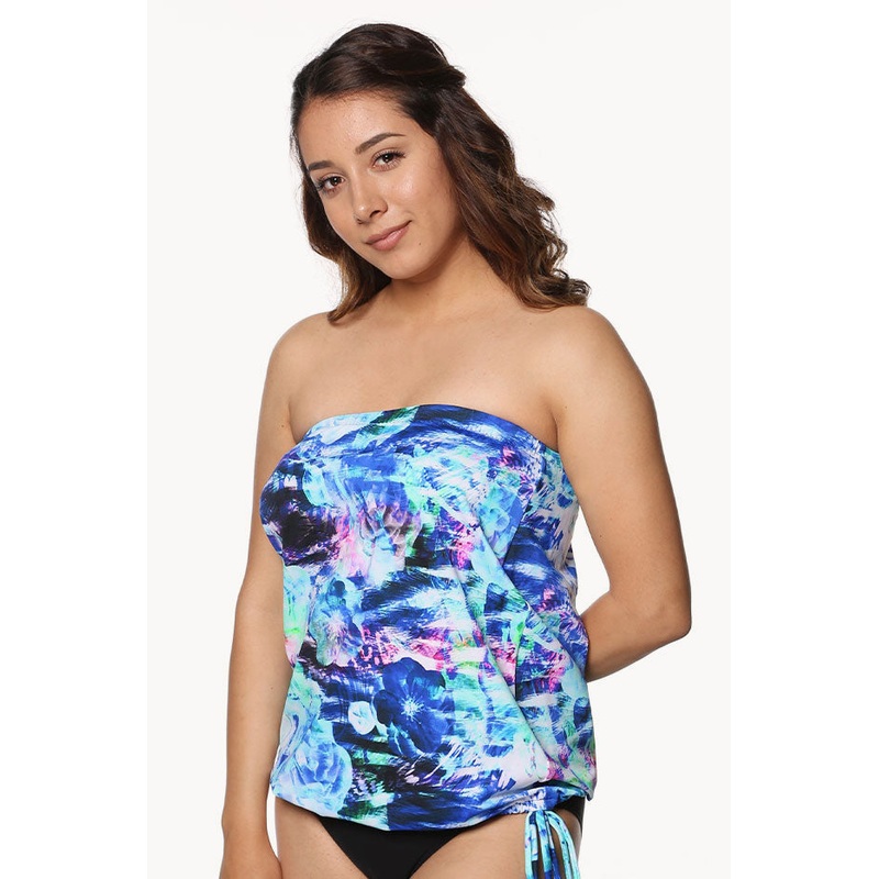 Ocean Rose Bandeau Blouson Tankini Separate +