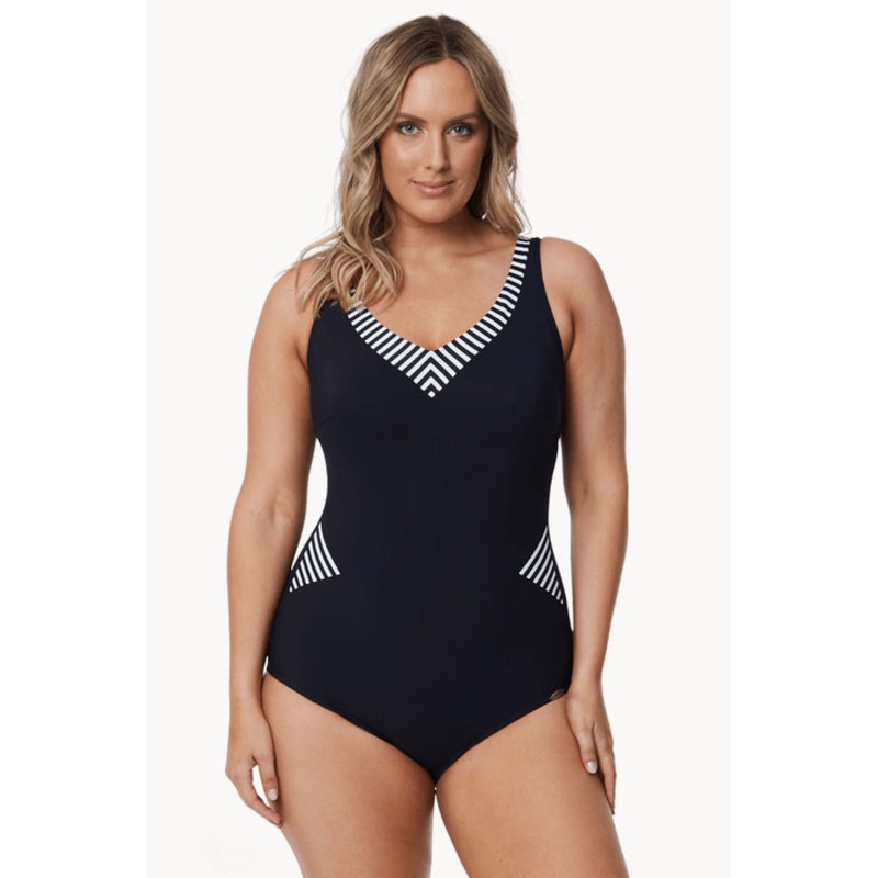 E Cup Stripe Trim One Piece