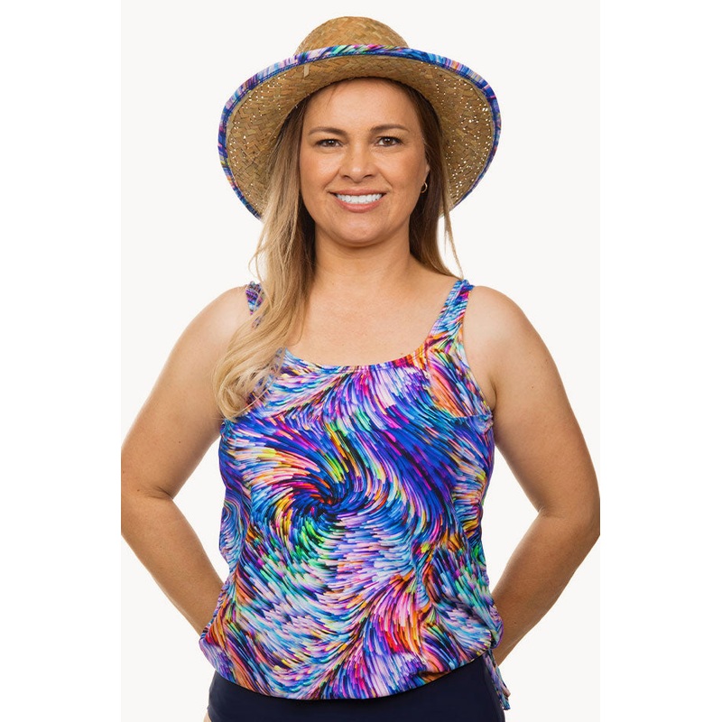 Rainbow Waves D/DD Cup Blouson Tankini Separate