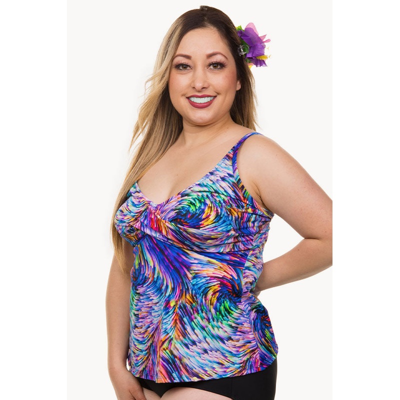 Rainbow Waves D/DD Cup Twist Tankini Separate