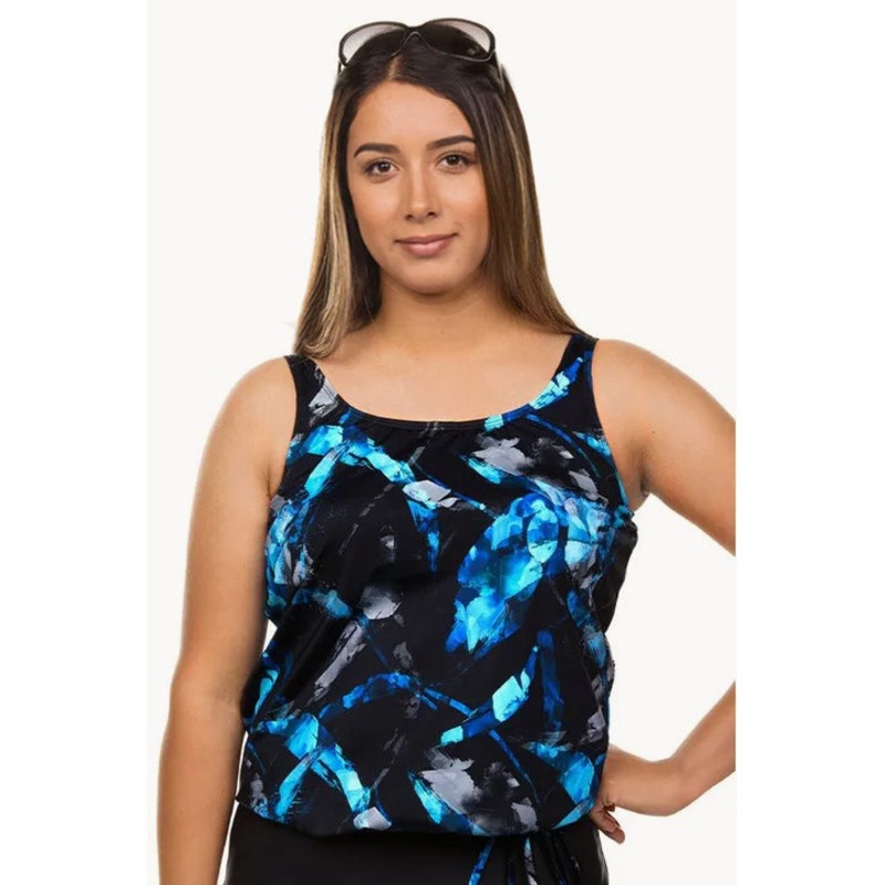 Sapphire Crystals Blouson Tankini Separate