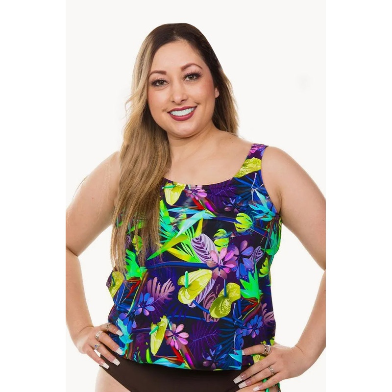 Tropical Dreams D/DD Cup Blouson Tankini Separate