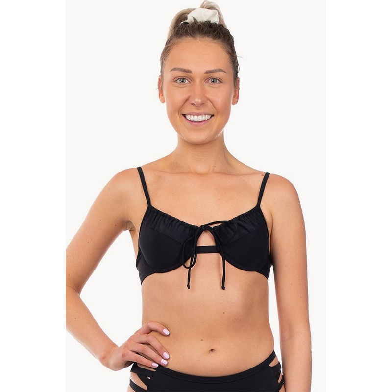 Plain Ruched Underwire Bra