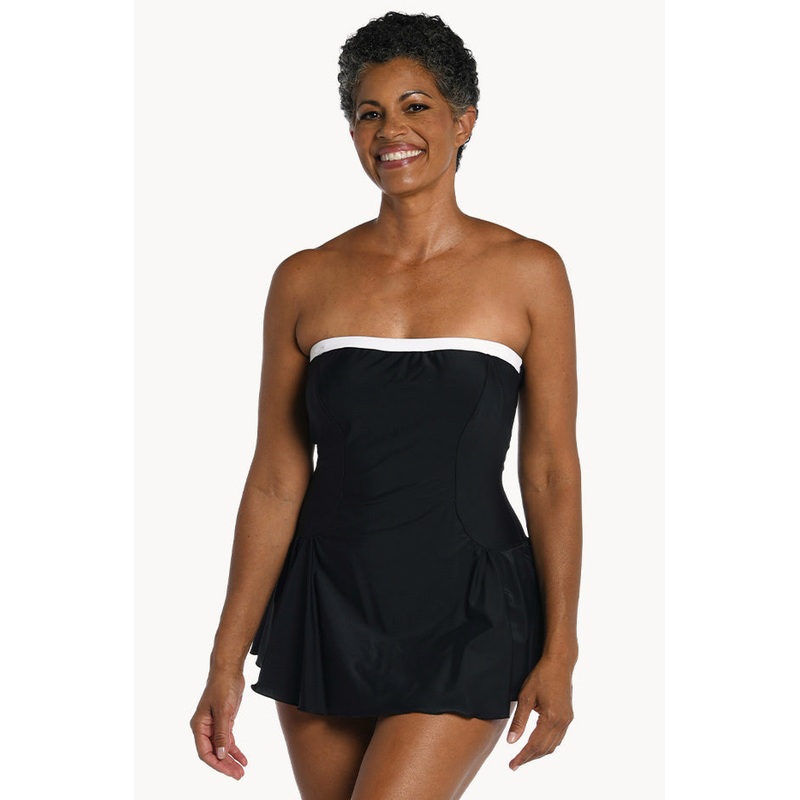 Solid Bandeau Swim Dress