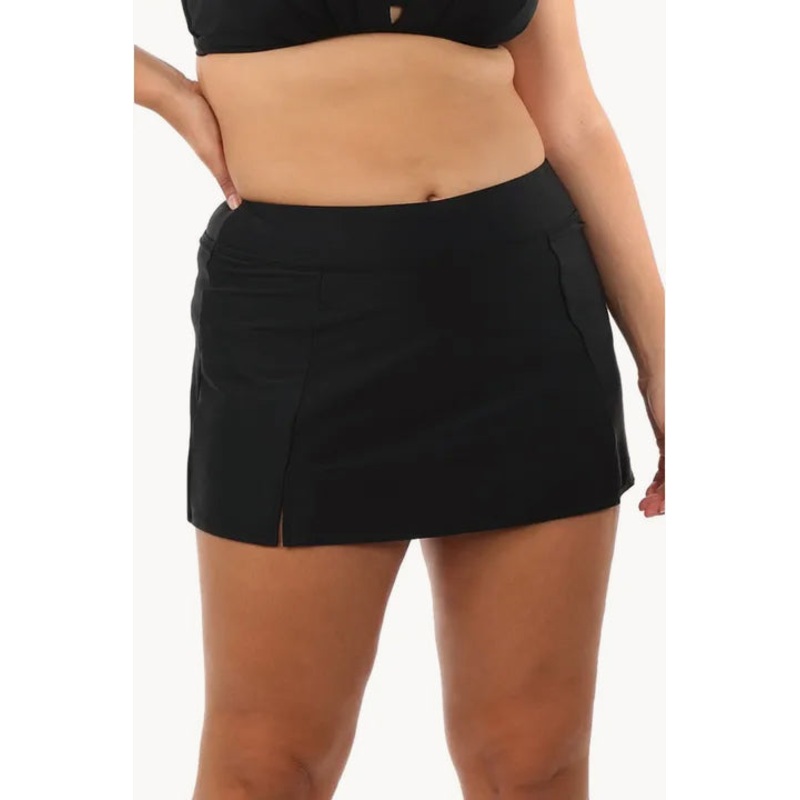 Solid Wide Waist Band Skort