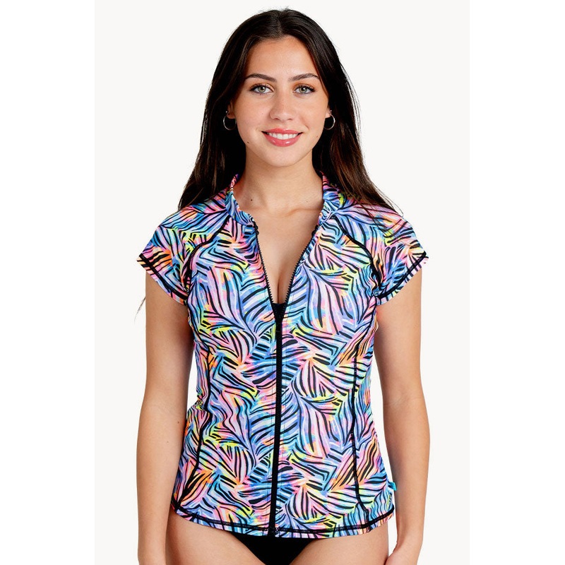 Tropic Tribe Short Sleeve Zip Suntop