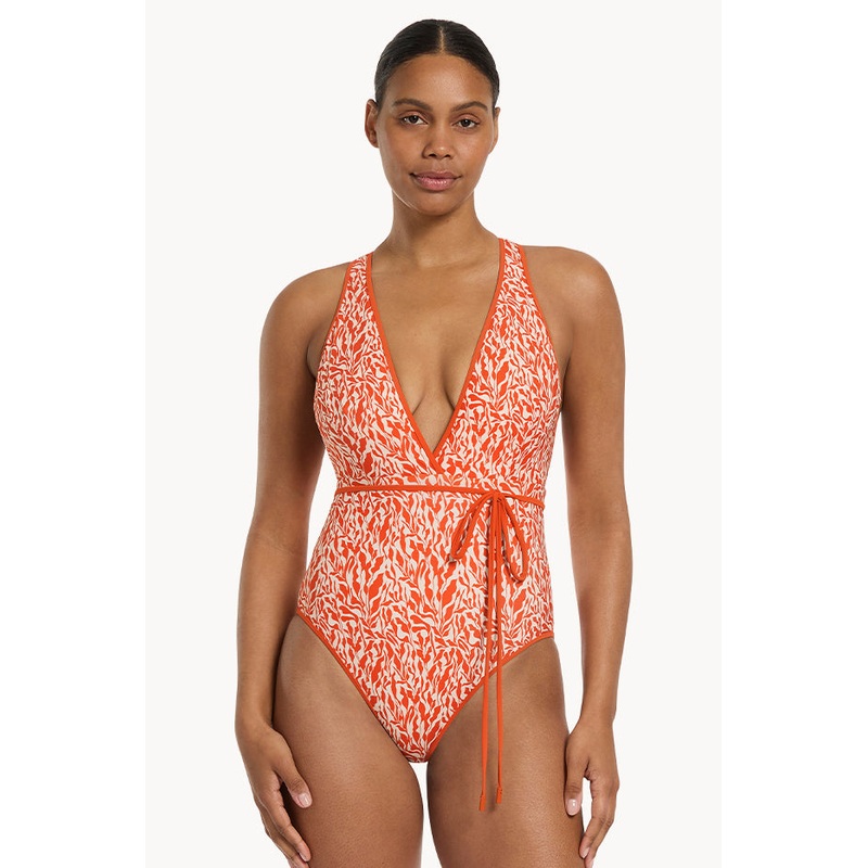 Sereno Ditsy Plunge Waist Tie One Piece